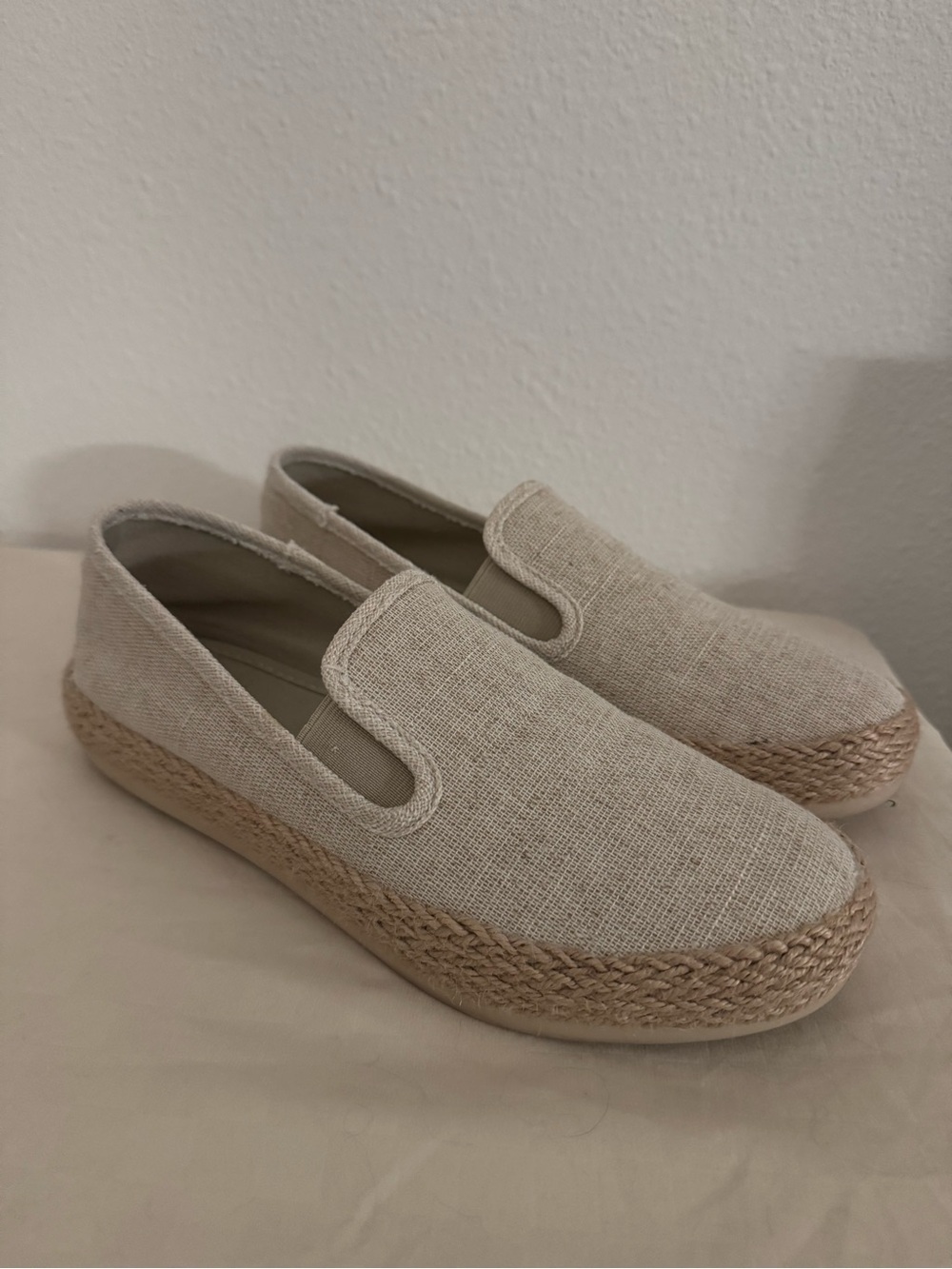Women's Slip-On Espadrille Platform Shoes in Natural